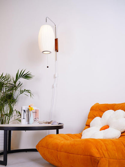 Nelson Wall Sconce | White Polymer & Walnut | Midcentury Design