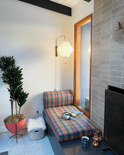 Nelson Wall Sconce | White Polymer & Walnut | Midcentury Design