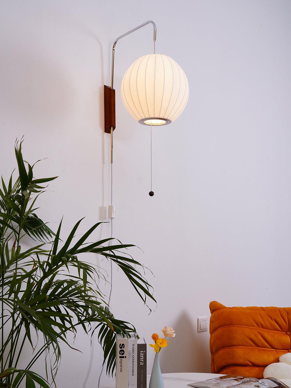 Nelson Wall Sconce | White Polymer & Walnut | Midcentury Design
