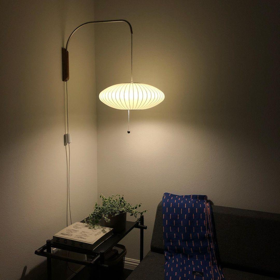 Nelson Wall Sconce | White Polymer & Walnut | Midcentury Design