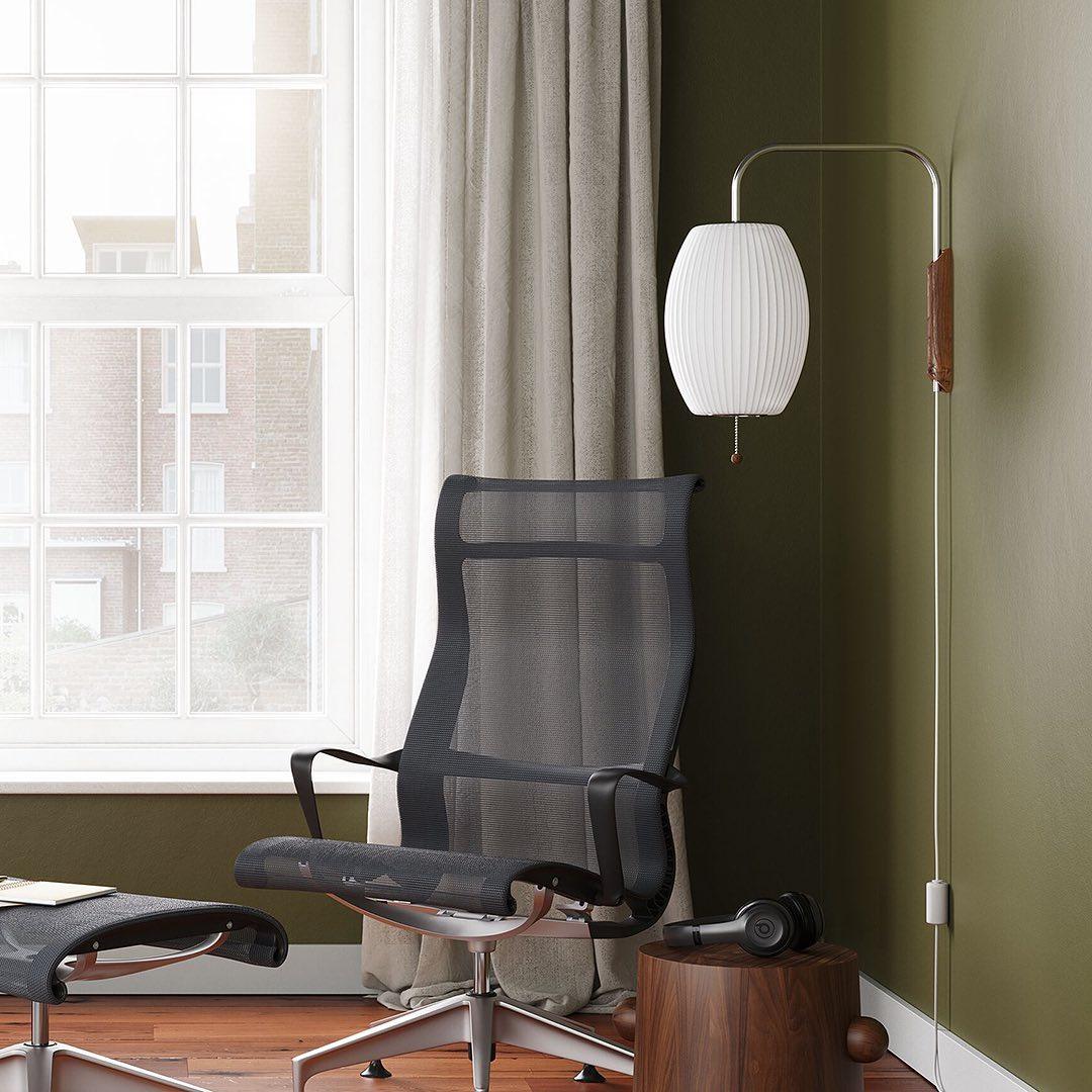 Nelson Wall Sconce | White Polymer & Walnut | Midcentury Design