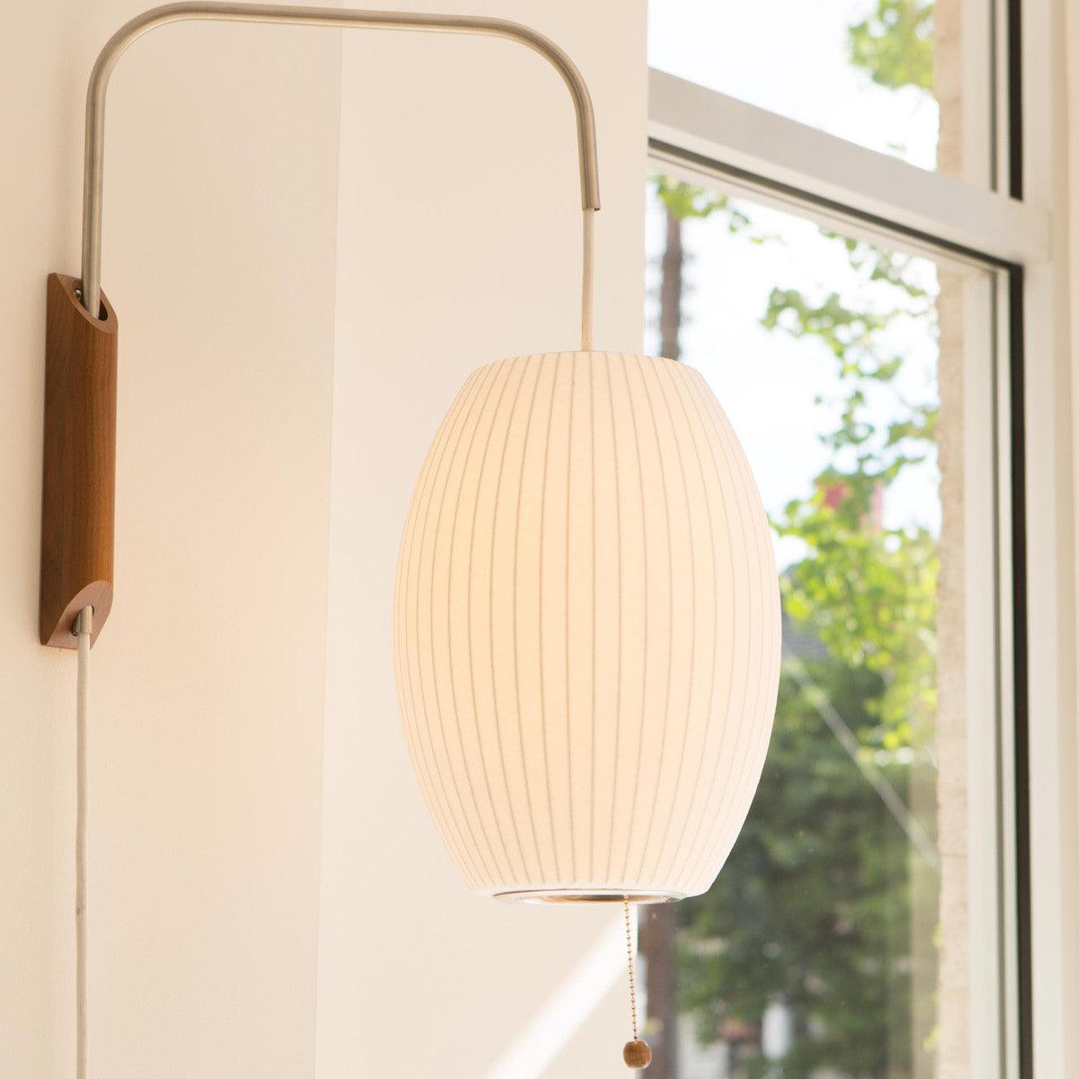 Nelson Wall Sconce | White Polymer & Walnut | Midcentury Design