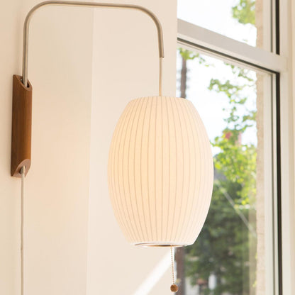 Nelson Wall Sconce | White Polymer & Walnut | Midcentury Design