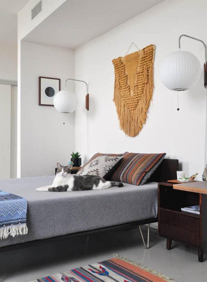 Nelson Wall Sconce | White Polymer & Walnut | Midcentury Design