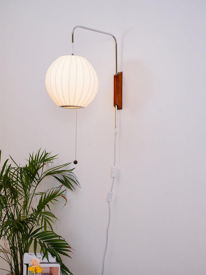 Nelson Wall Sconce | White Polymer & Walnut | Midcentury Design