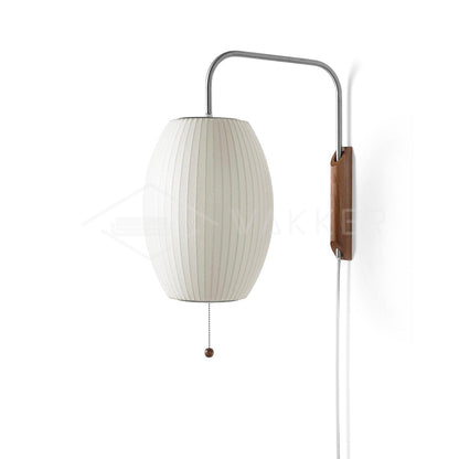 Nelson Wall Sconce | White Polymer & Walnut | Midcentury Design