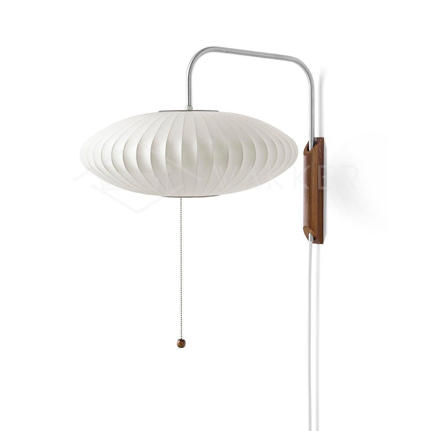 Nelson Wall Sconce | White Polymer & Walnut | Midcentury Design