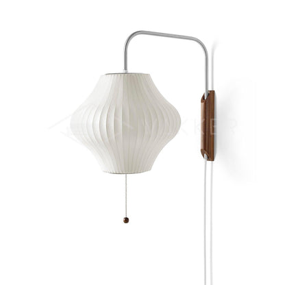 Nelson Wall Sconce | White Polymer & Walnut | Midcentury Design