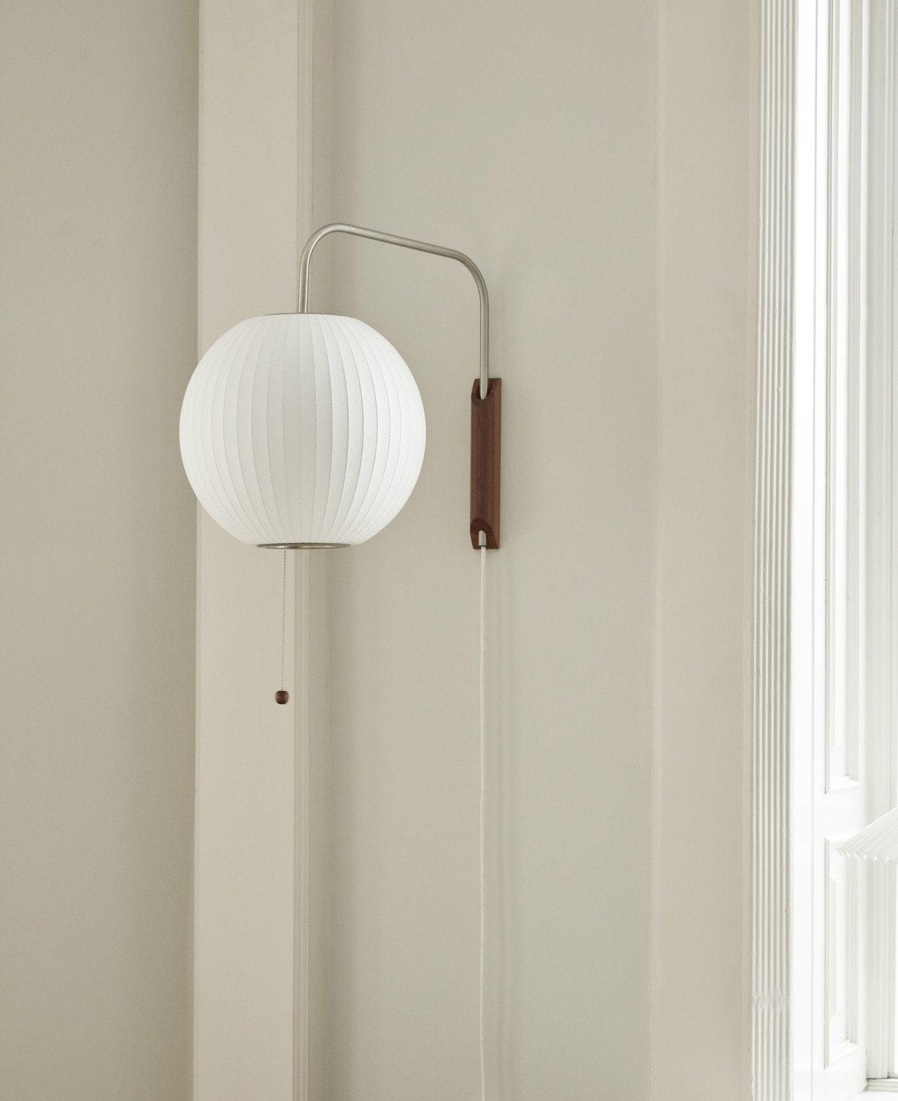 Nelson Wall Sconce | White Polymer & Walnut | Midcentury Design