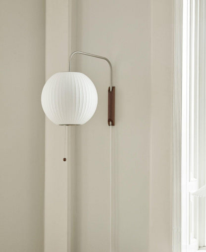 Nelson Wall Sconce | White Polymer & Walnut | Midcentury Design