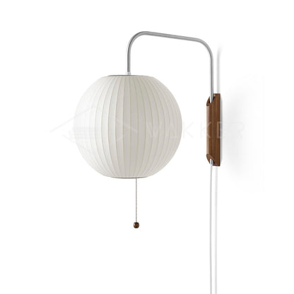 Nelson Wall Sconce | White Polymer & Walnut | Midcentury Design