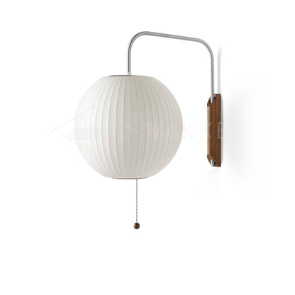Nelson Bubble Wall Lamp | Polymer, Steel, Walnut, Metal | Chrome & Walnut