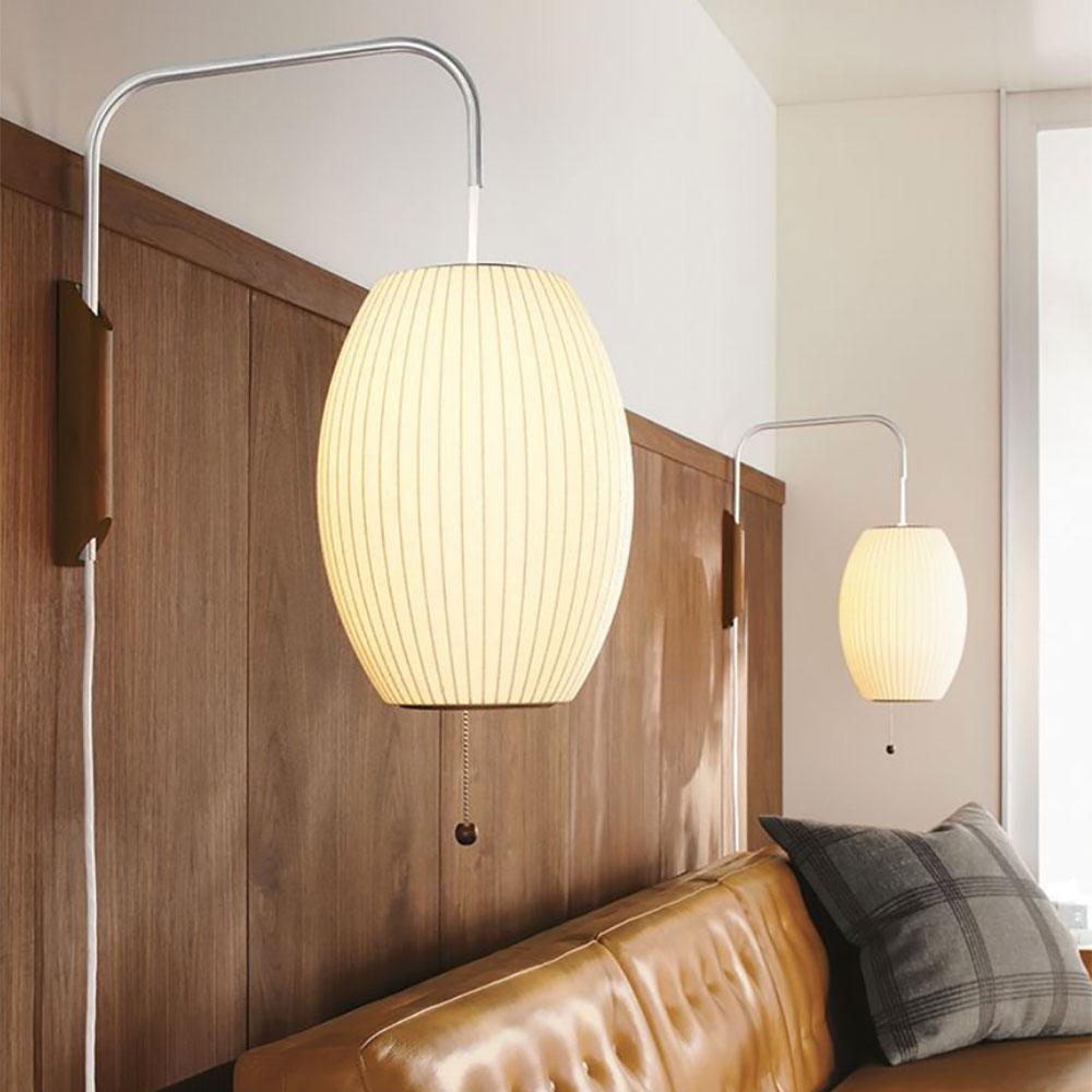 Nelson Wall Sconce | White Polymer & Walnut | Midcentury Design