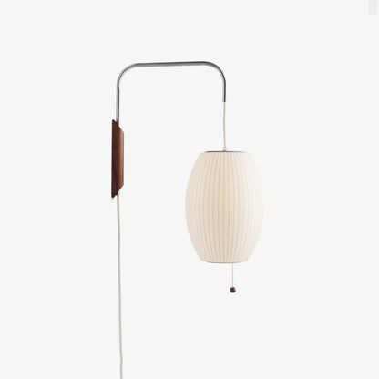 Nelson Wall Sconce | White Polymer & Walnut | Midcentury Design
