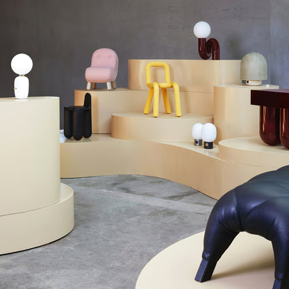 N Shape Table Lamp | Resin & Glass | Pink, Blue, White, Dark Red