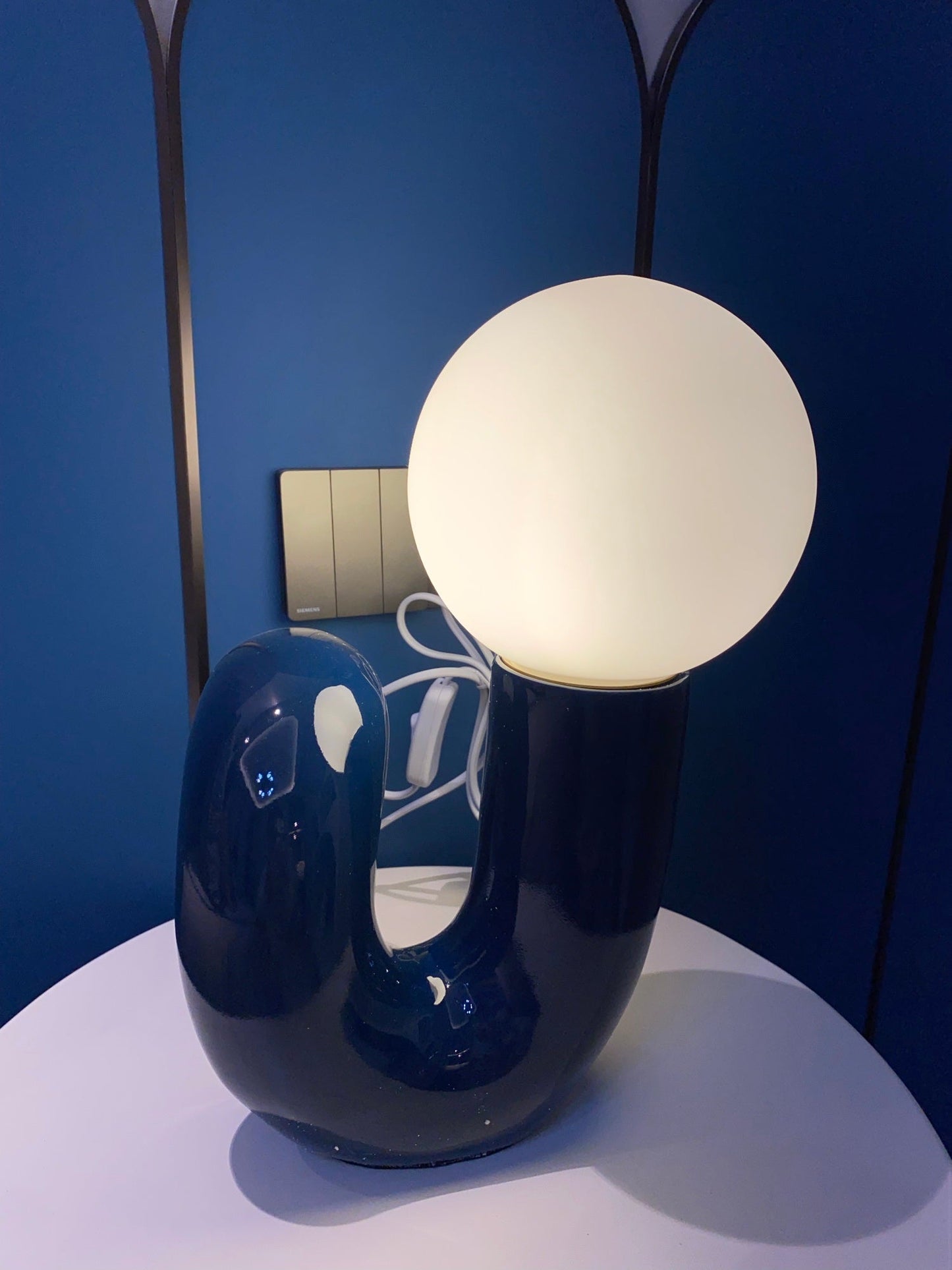 N Shape Table Lamp | Resin & Glass | Pink, Blue, White, Dark Red