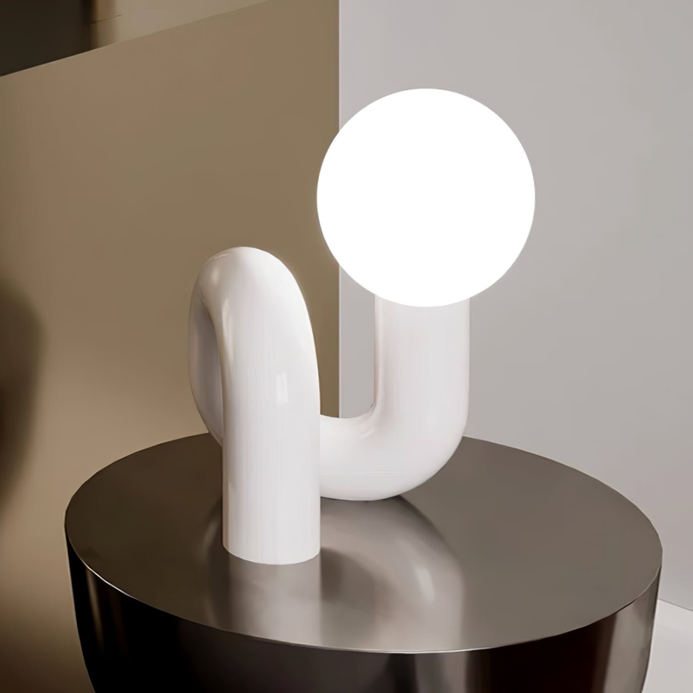 N Shape Table Lamp | Resin & Glass | Pink, Blue, White, Dark Red