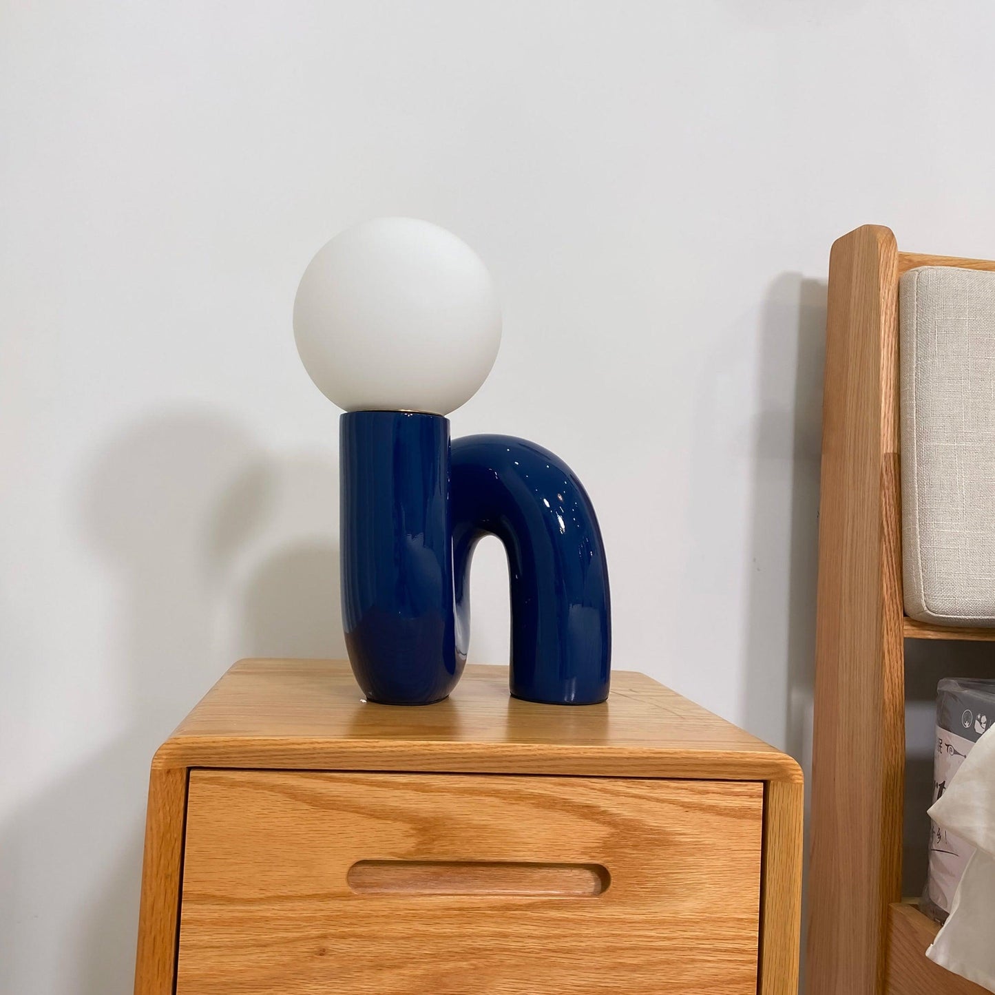 N Shape Table Lamp | Resin & Glass | Pink, Blue, White, Dark Red