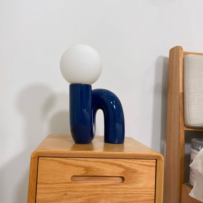 N Shape Table Lamp | Resin & Glass | Pink, Blue, White, Dark Red