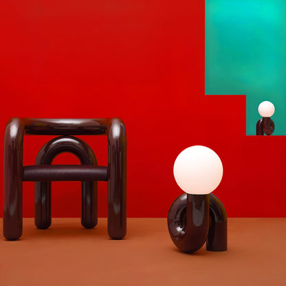 N Shape Table Lamp | Resin & Glass | Pink, Blue, White, Dark Red