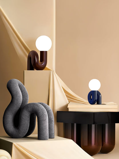 N Shape Table Lamp | Resin & Glass | Pink, Blue, White, Dark Red