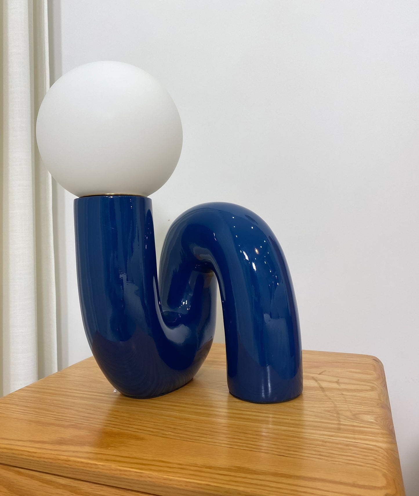 N Shape Table Lamp | Resin & Glass | Pink, Blue, White, Dark Red