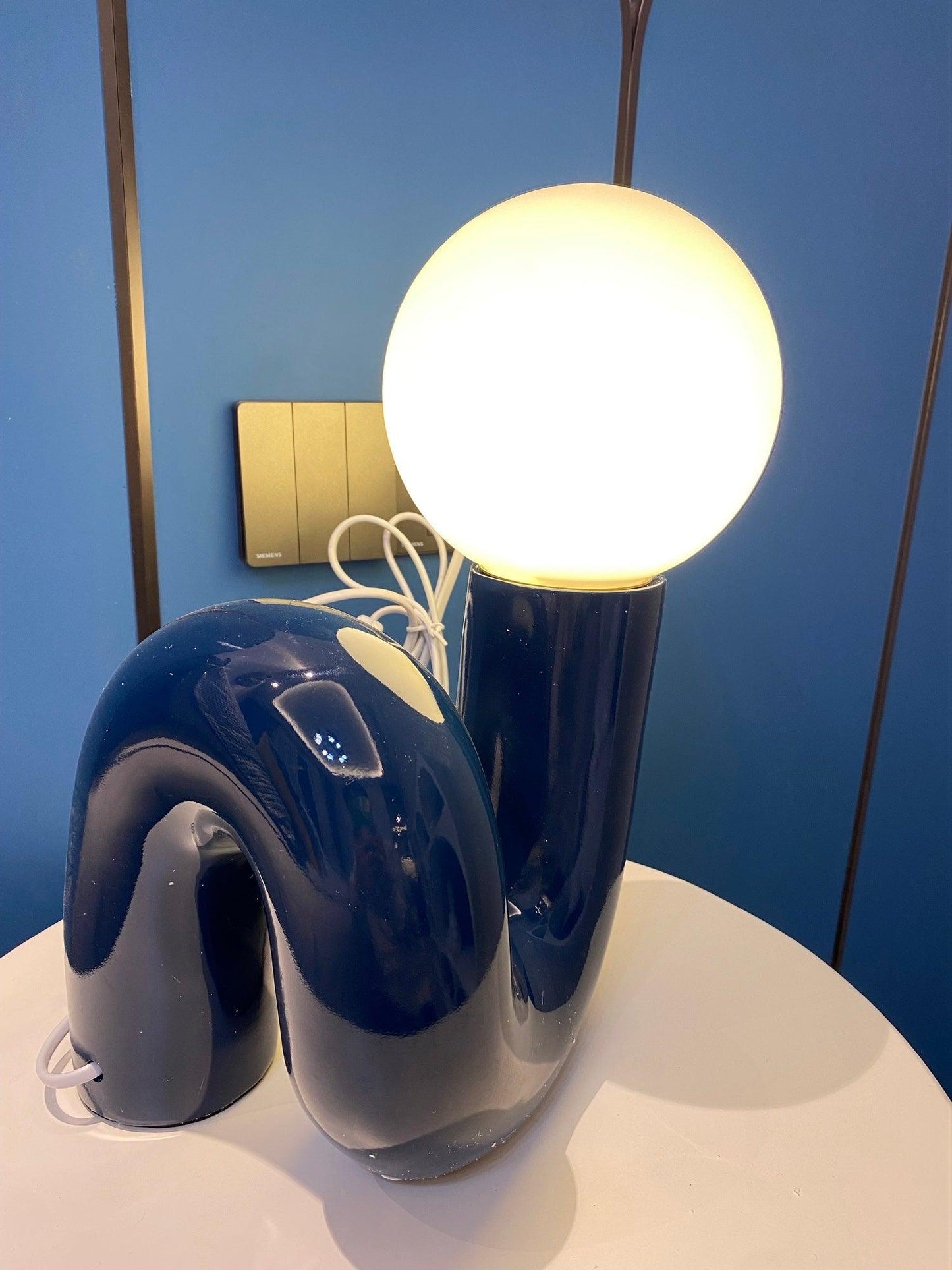 N Shape Table Lamp | Resin & Glass | Pink, Blue, White, Dark Red