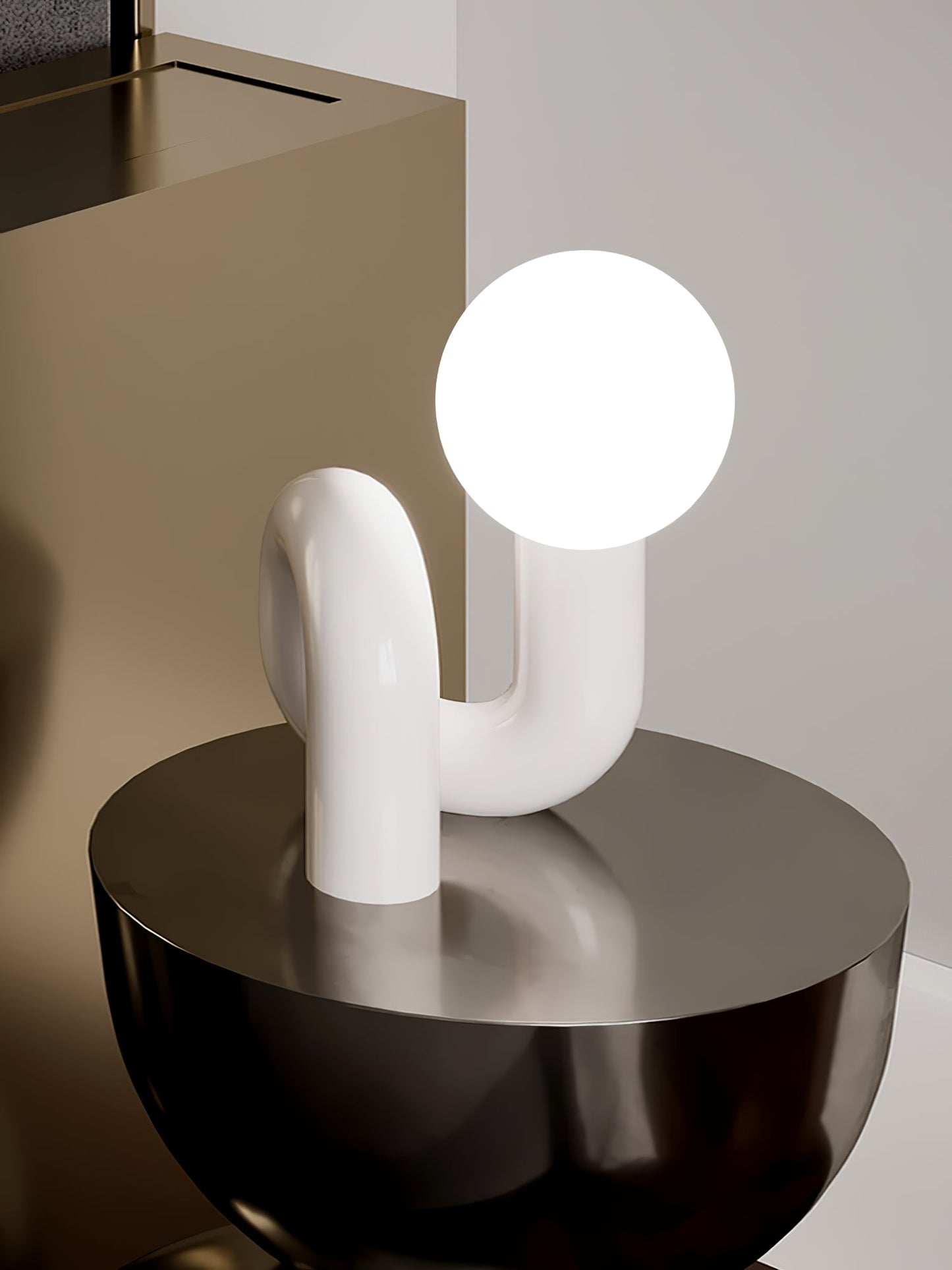 N Shape Table Lamp | Resin & Glass | Pink, Blue, White, Dark Red