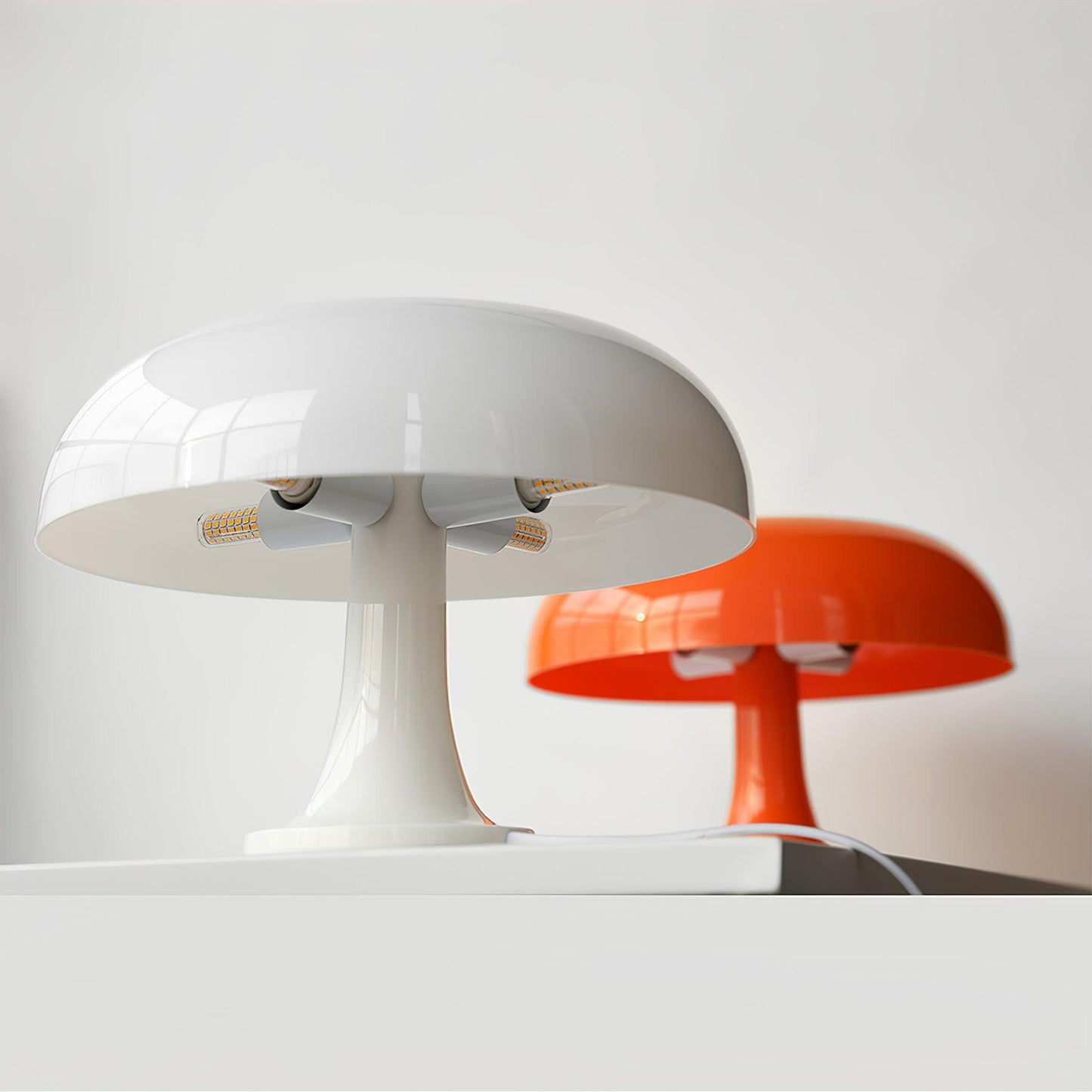 Mushroom Table Lamp | ABS Thermoplastic | Orange & White