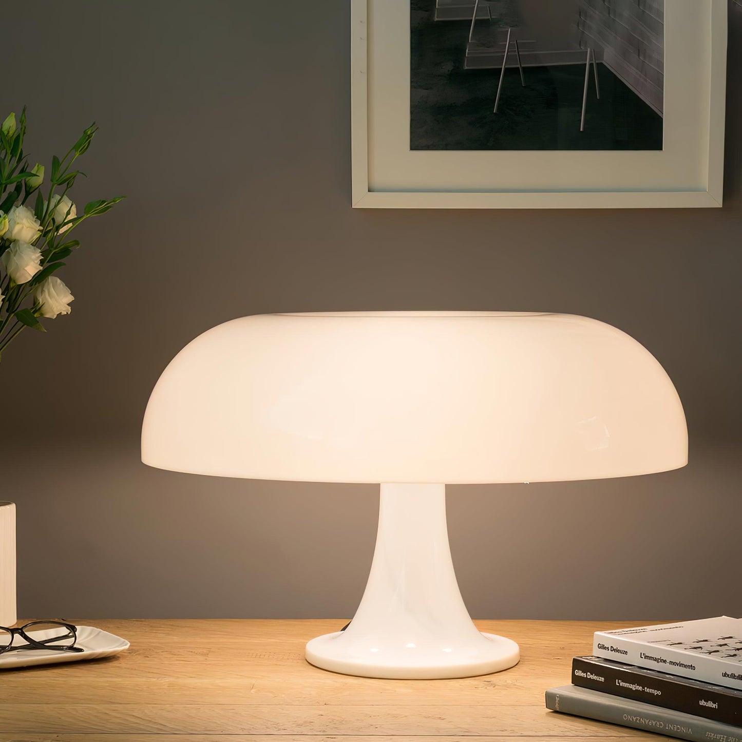 Mushroom Table Lamp | ABS Thermoplastic | Orange & White