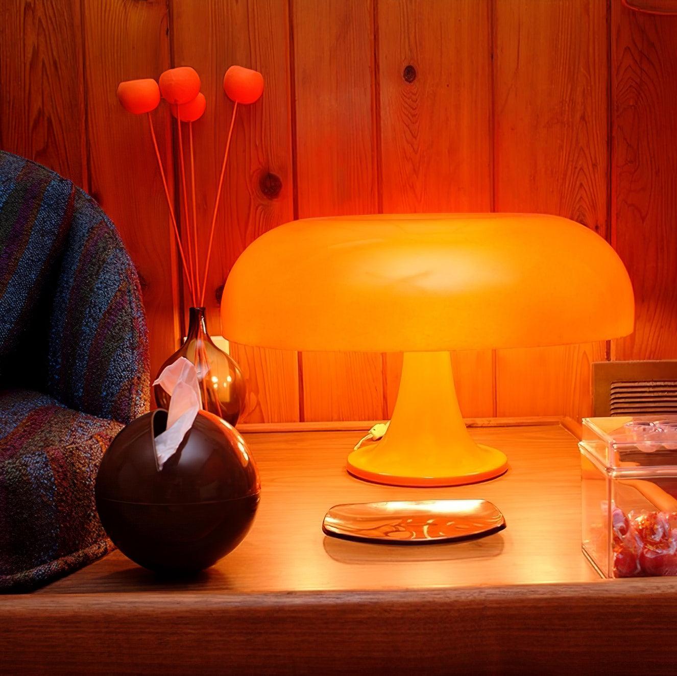 Mushroom Table Lamp | ABS Thermoplastic | Orange & White