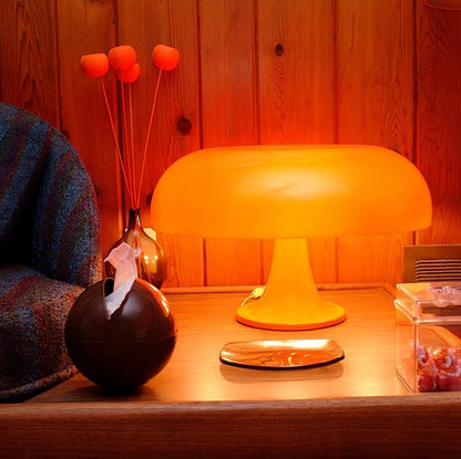 Mushroom Table Lamp | ABS Thermoplastic | Orange & White
