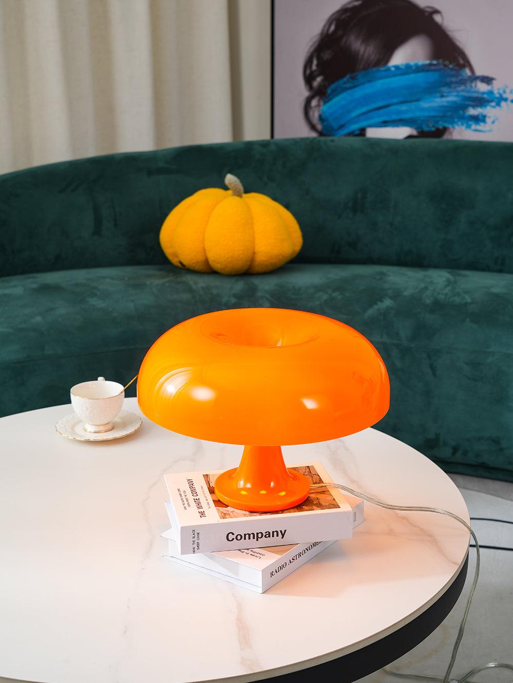 Mushroom Table Lamp | ABS Thermoplastic | Orange & White