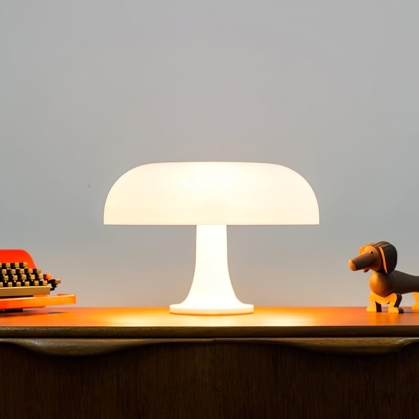 Mushroom Table Lamp | ABS Thermoplastic | Orange & White