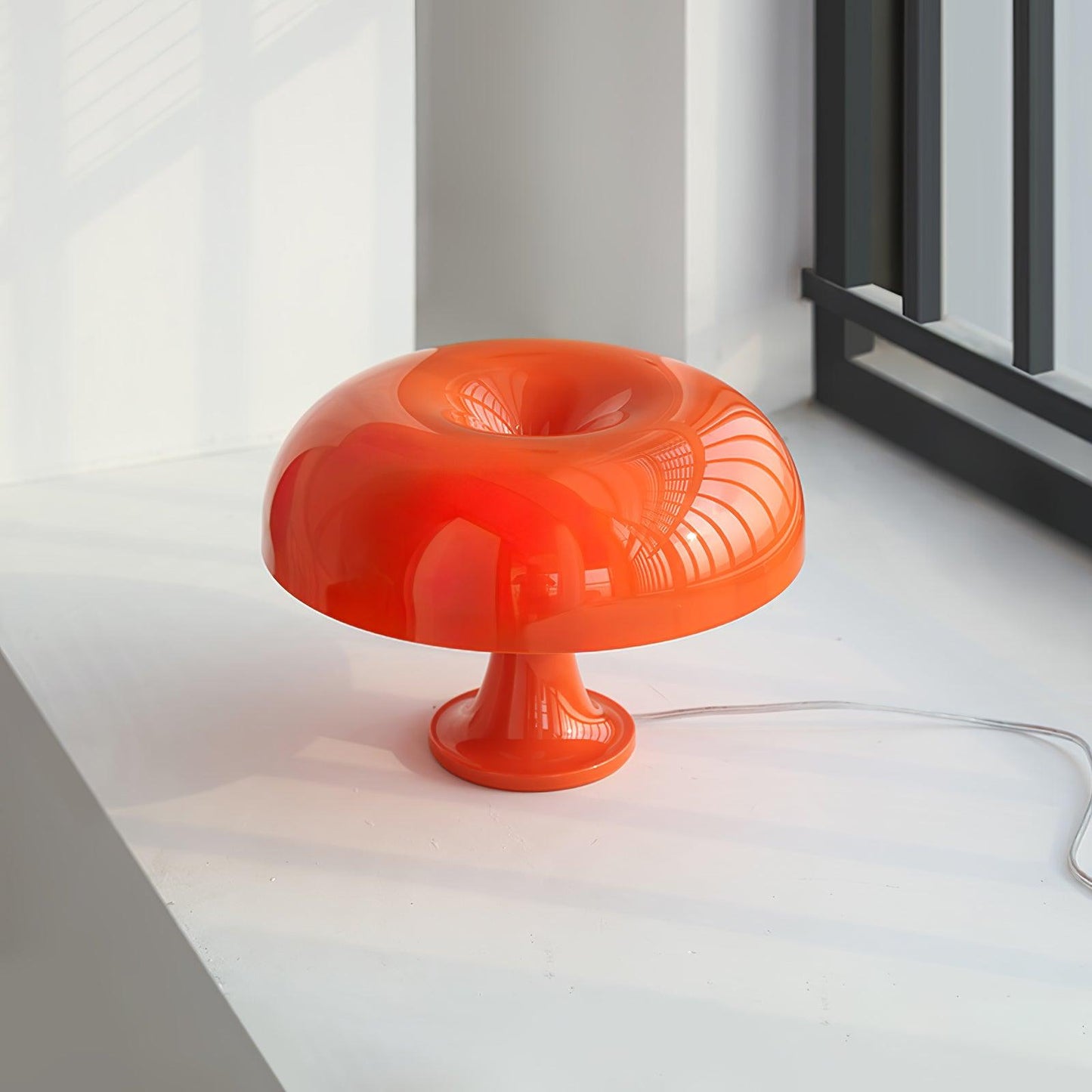 Mushroom Table Lamp | ABS Thermoplastic | Orange & White