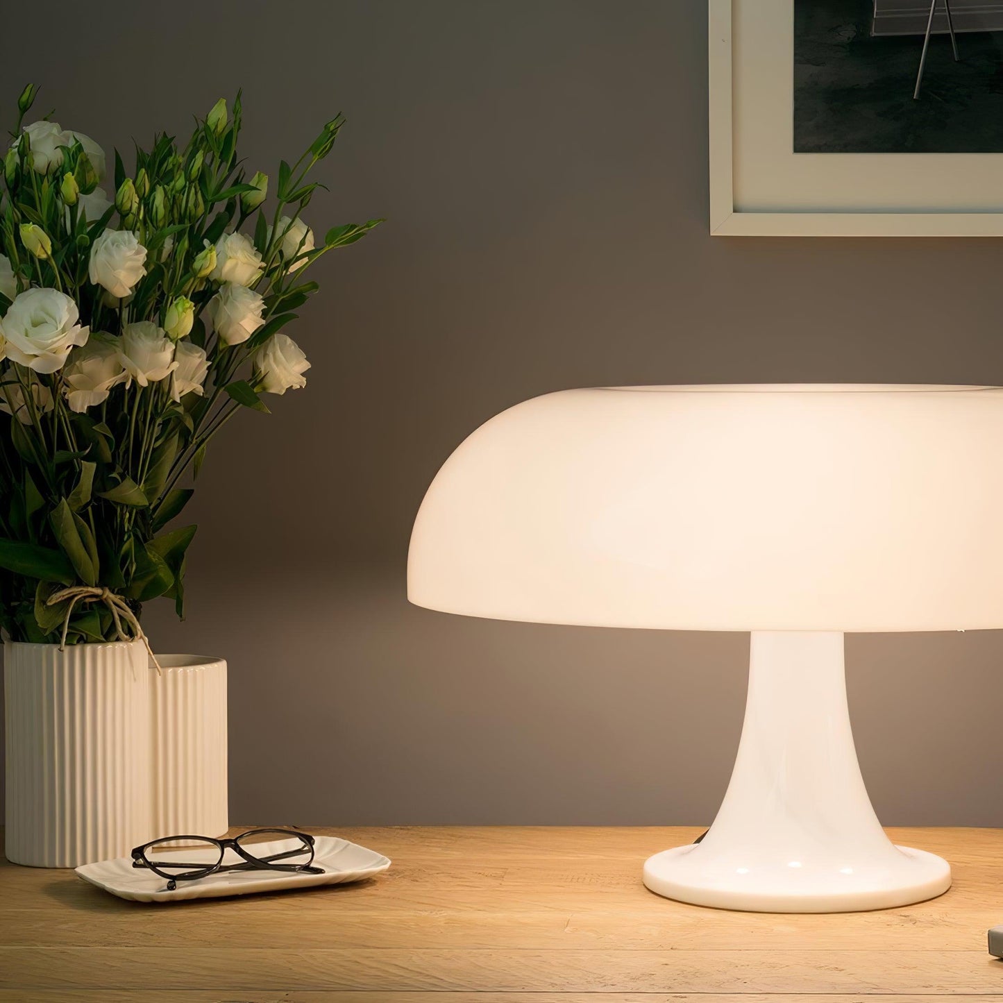 Mushroom Table Lamp | ABS Thermoplastic | Orange & White