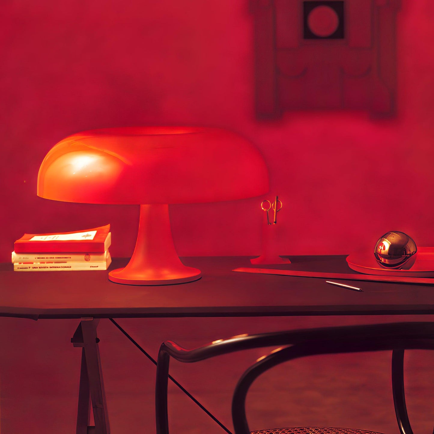 Mushroom Table Lamp | ABS Thermoplastic | Orange & White