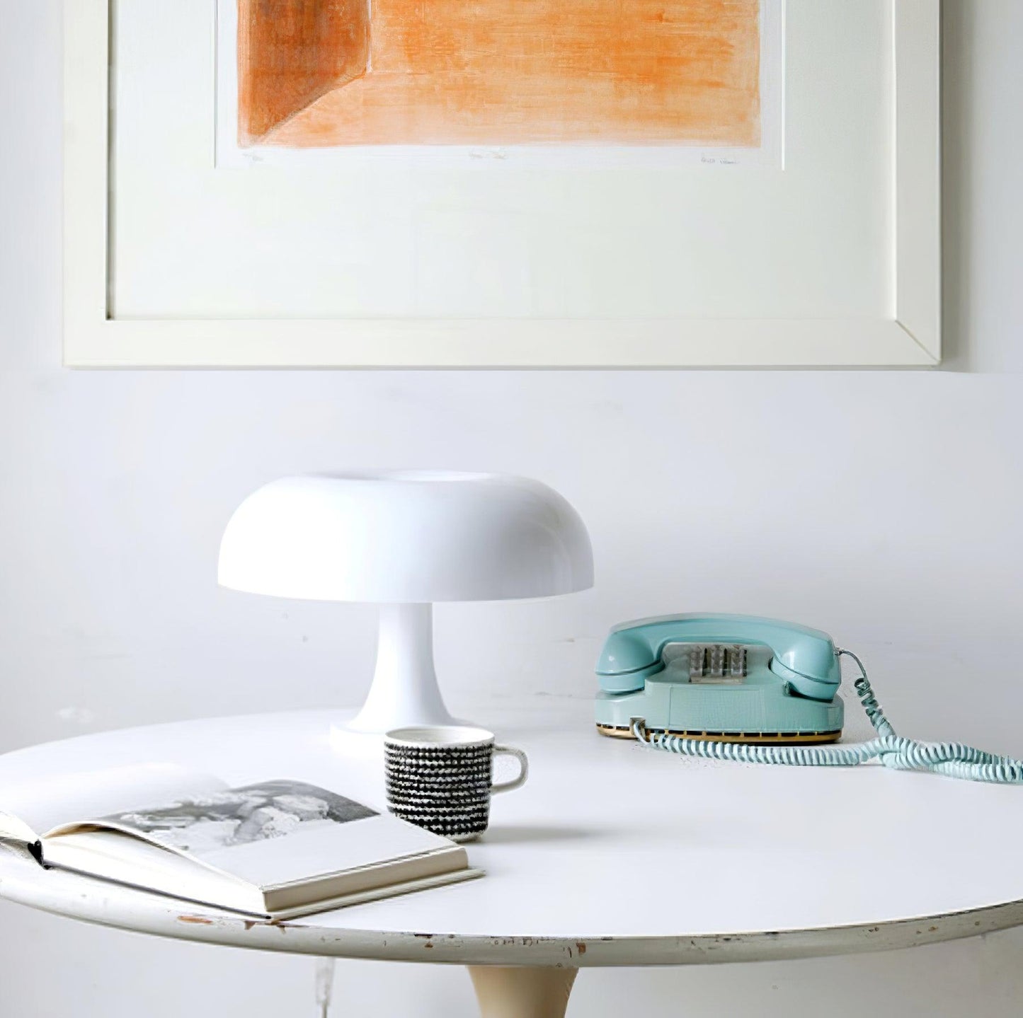 Mushroom Table Lamp | ABS Thermoplastic | Orange & White