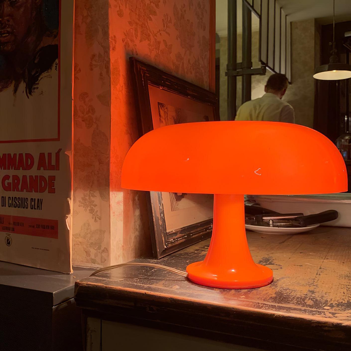 Mushroom Table Lamp | ABS Thermoplastic | Orange & White