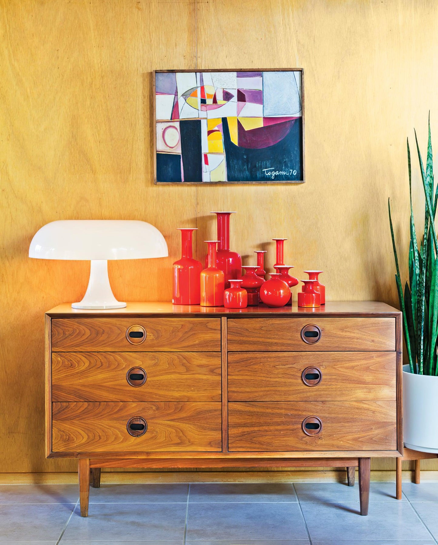 Mushroom Table Lamp | ABS Thermoplastic | Orange & White