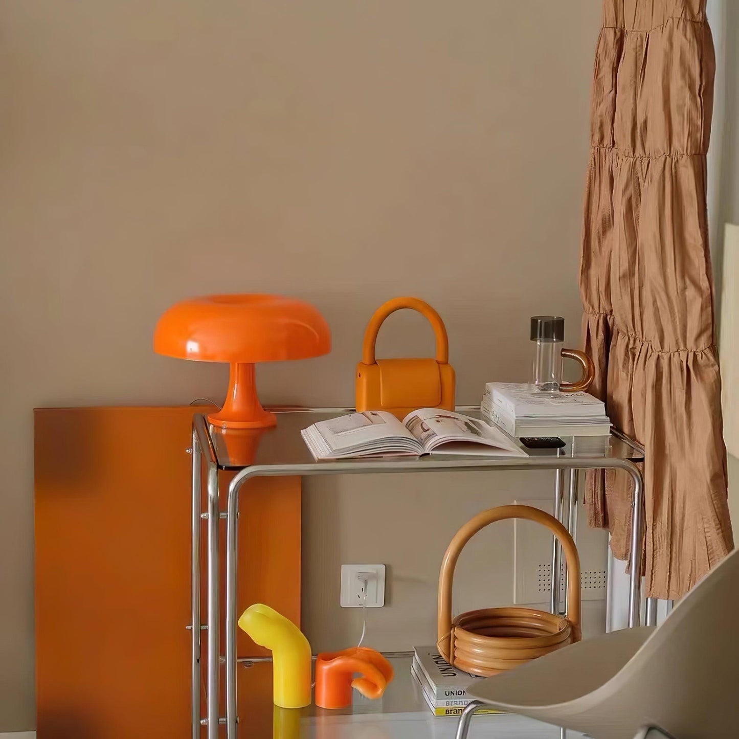 Mushroom Table Lamp | ABS Thermoplastic | Orange & White