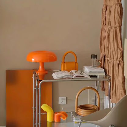Mushroom Table Lamp | ABS Thermoplastic | Orange & White