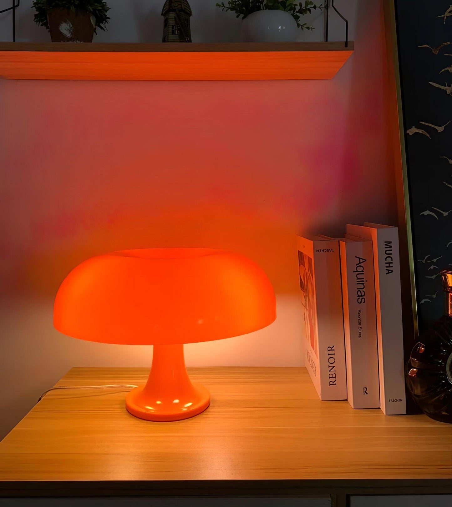 Mushroom Table Lamp | ABS Thermoplastic | Orange & White