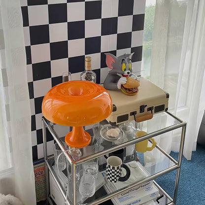 Mushroom Table Lamp | ABS Thermoplastic | Orange & White