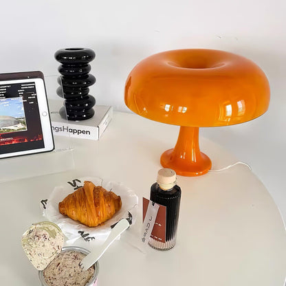 Mushroom Table Lamp | ABS Thermoplastic | Orange & White
