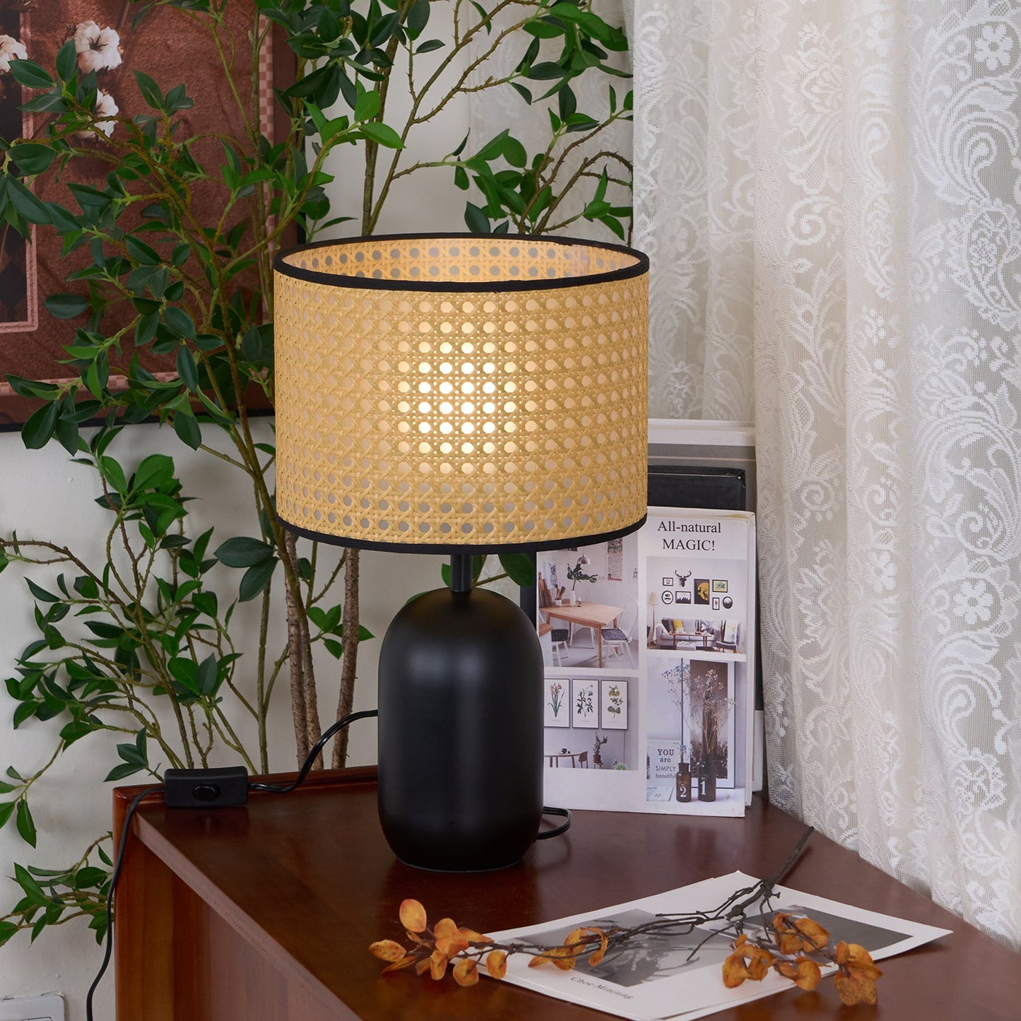 Nico Table Lamp | Bamboo & Iron | Black