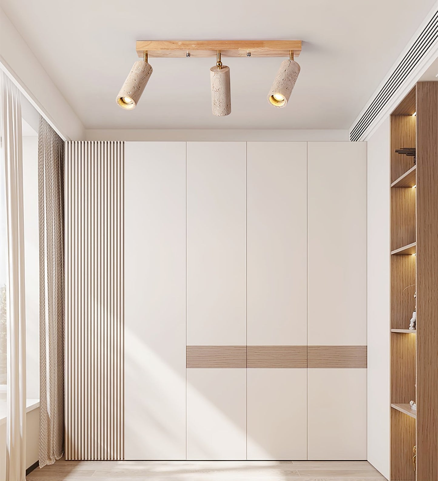 Nimbus Ceiling Spotlight | Wood, Yellow Travertine | Adjustable Spotlights