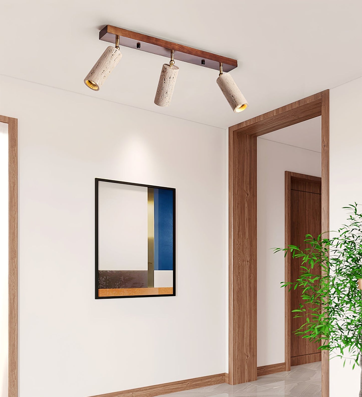 Nimbus Ceiling Spotlight | Wood, Yellow Travertine | Adjustable Spotlights