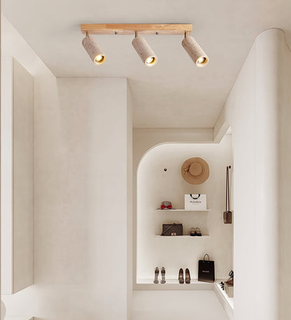 Nimbus Ceiling Spotlight | Wood, Yellow Travertine | Adjustable Spotlights