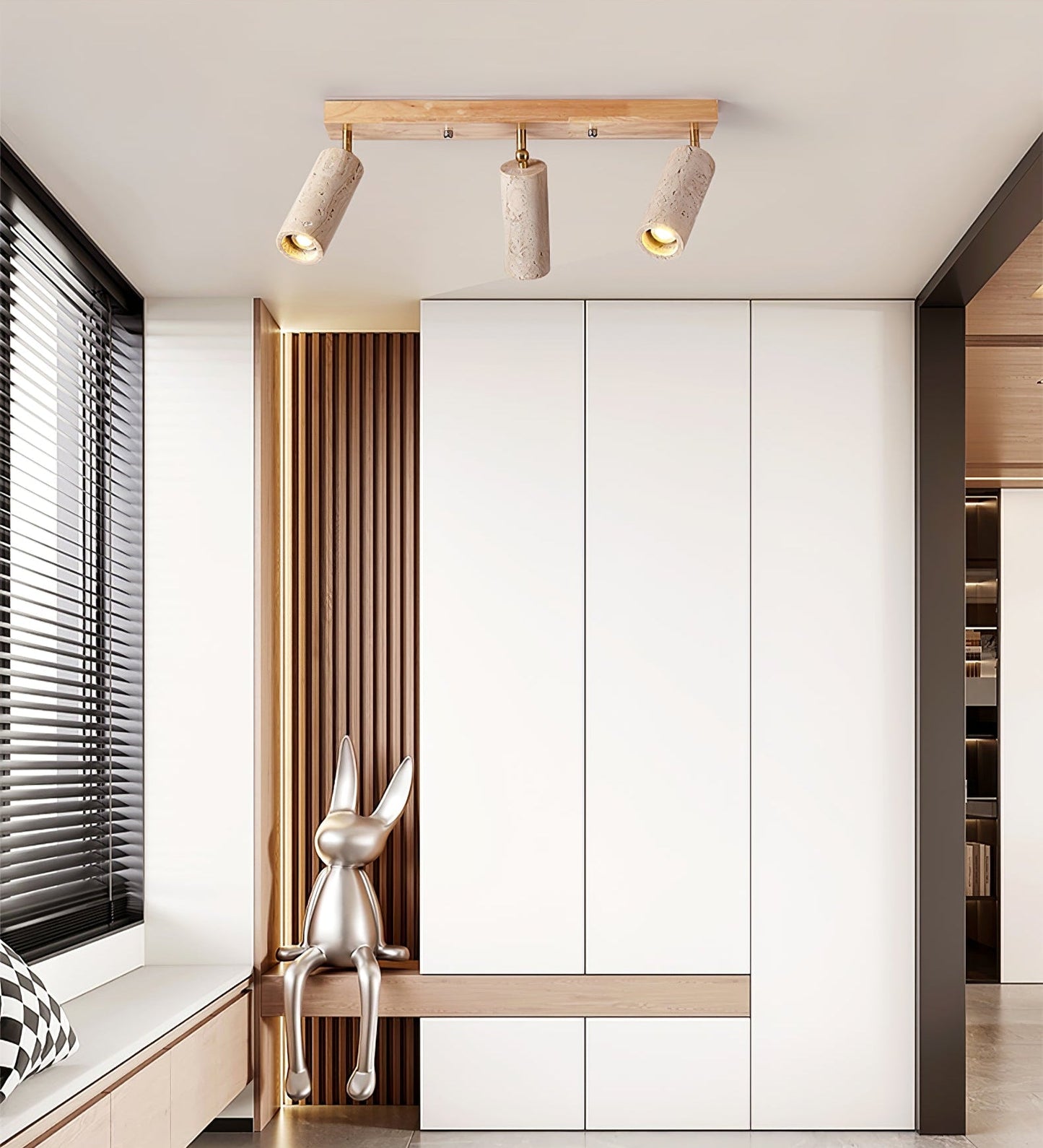 Nimbus Ceiling Spotlight | Wood, Yellow Travertine | Adjustable Spotlights